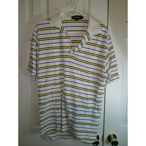 Polo Golf Striped Polo Shirt Short Sleeve Golfing Casual Top Mens‎ L